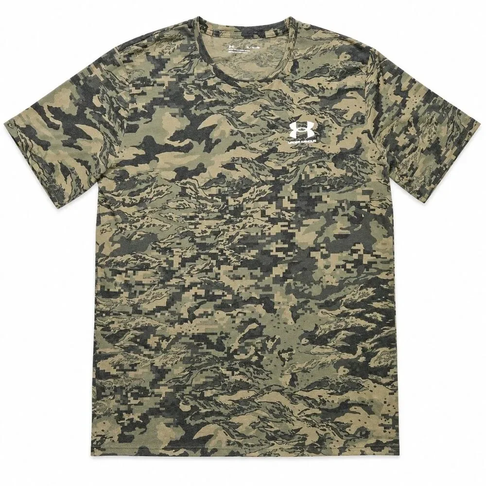 Mens Under Armour Short Sleeve T Shirt Military Digital Tiger Camouflage XL